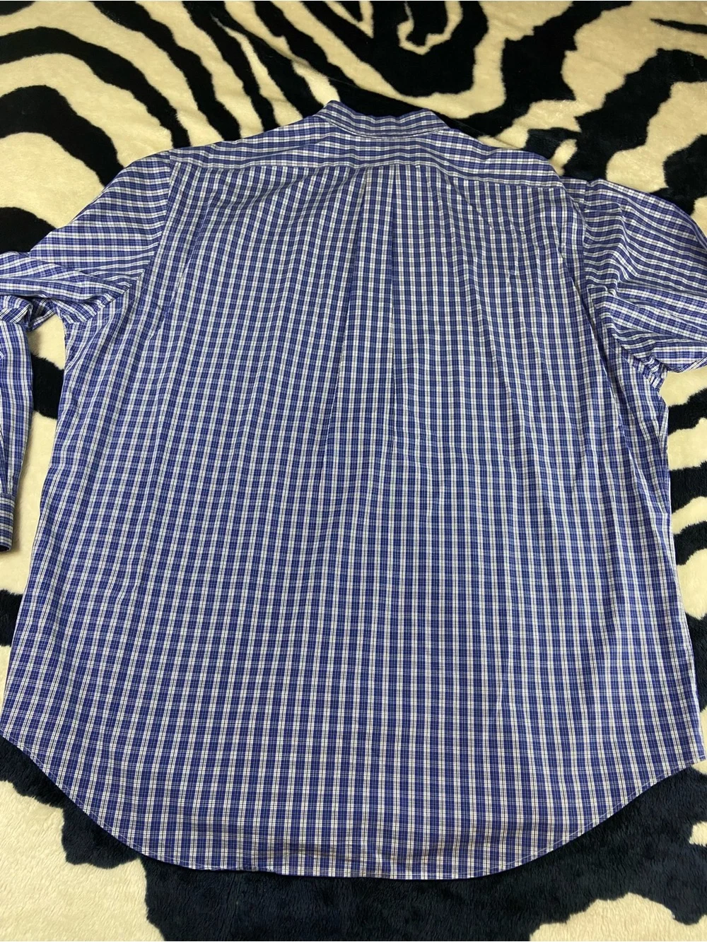 Ralph Lauren Blue White Plaid Button-Down Shirt Classic Fit Long Sleeve